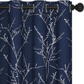 Deconovo Blackout Curtains, Navy Blue Curtain, Thermal Insulated Soundproof Drapes, Branch Silver Print, 52 x 95 Inch Long, Machine Washable Grommet Panels for Bedroom Living Room Office, Set of 2