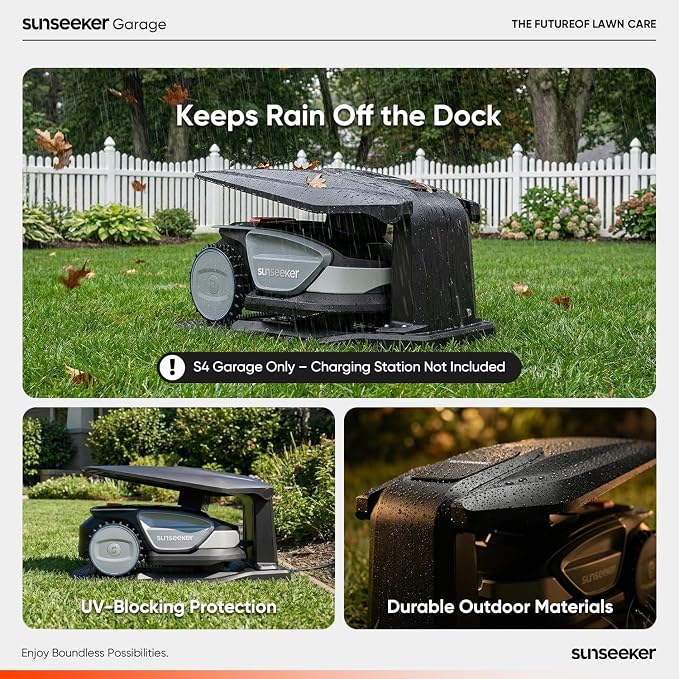 Sunseeker Garage for S4 Robot Lawn Mower – UV-Proof, All-Season Protection, PP + PA6+GF30 Durable Build