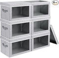 Homsorout Storage Bins with Lids, 6 Pack Large Storage Cubes with Window, Closet Bins with Lids & Handles, Fabric Box for Organizing Clothes, Towels, Books, Blended
