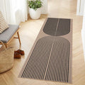 COZYLOOM Easy Jute Rugs for Entryway 2x6 Kitchen Runner Rug Non Slip, Modern Arch Striped Washable Rug Stain Resistant Farmhouse Carpet Non Shedding Foldable Mats for Bedroom, Patio, Nature＆Black