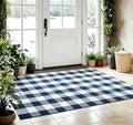 Buffalo Plaid Outdoor Rug 4x6 Ft Navy Blue and White Checkered Area Rug Washable Indoor Outdoor Rugs for Entryway,Hallway, Kitchen, Living Room, Dining Room, Bedroom