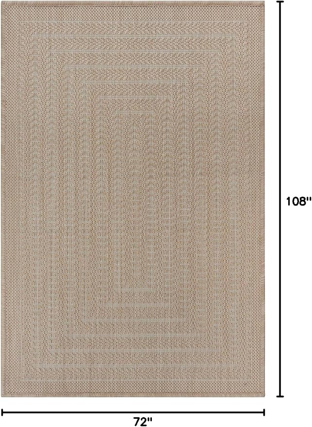 Adiva Rugs Outdoor Indoor Area Rug, Weather Resistant, Easy to Clean, Stain Resistant Floor Mat for Dining Room, Backyard, Deck, Patio (Natural Beige, 6' x 9')