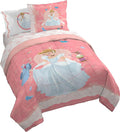 Disney Princess Cinderella Queen Comforter Set 7 Piece Kids Bedding, Pink | Bed in a Bag, Comforter Sheets Shams Pillowcases, Official Brand, Soft Microfiber, Machine Washable, Girls Gift