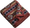 Wrangler - Reversible Throw Blanket, 50 x 60, Printed Sherpa Fleece Blanket for Bed & Couch, Cozy Decorative Throw, Anguston Red