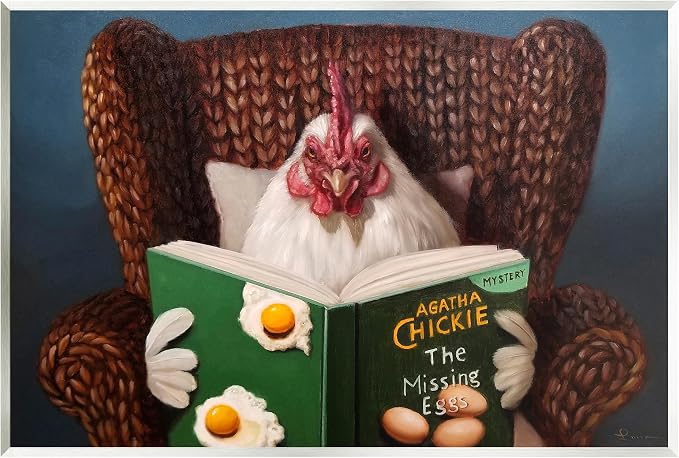 Stupell Industries 'Chicken Reading Book'| Wall Plaque Art | Stupell Industries | 19 x 13 Inches, Easy to Hang and Sturdy, Made in USA, by Lucia Heffernan