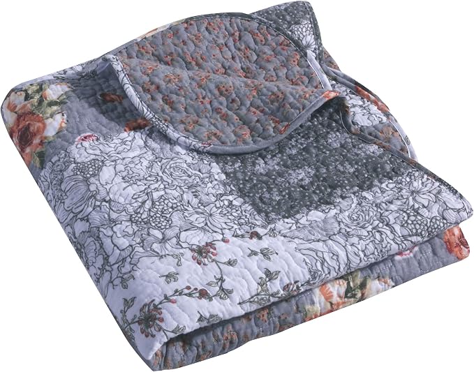 Barefoot Bungalow Giulia Quilted Throw Blanket, 50 x 60 inches, Gray