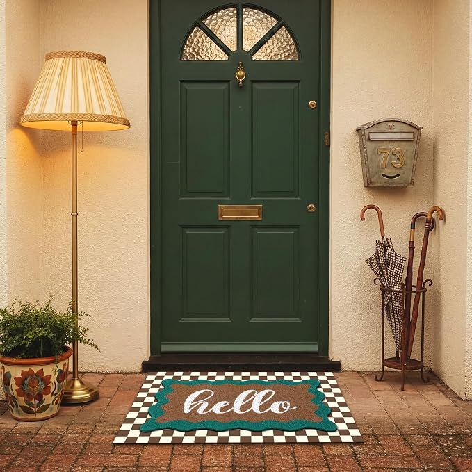 Tinideya 2 Pcs Summer Door Mat Vintage Neutral Welcome Non Slip Coir Mats Brown White Western Floor Layering Doormats Seasonal for Front Porch Entryway Decor