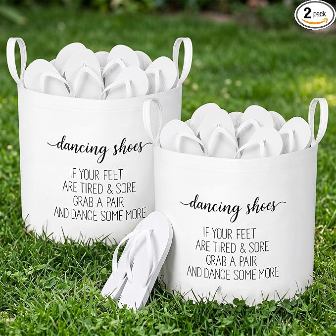 Yungyan 2 Pcs White Wedding Baskets 16 Inch Large Flip-flops and Shoes Storage Baskets with Handles for Holding Flip Flops Shoes Trugs for Picnics Wedding Decoration Party Favors Gift Garden Ceremony