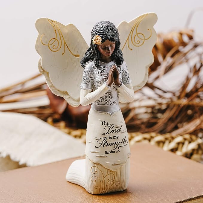 Elements 82324 Prayer Collectible Figurine, Ebony Kneeling and Praying Angel, 5-1/2-Inch