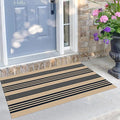 KILOCOCO Striped Rug 2.3'x3.6' Indoor Outdoor Rugs Front Door Mat, Brown | Cotton Washable Striped Front Porch Rug, Woven Layered Doormats, Welcome Mat for Entryway, Low Pile Kitchen Rugs