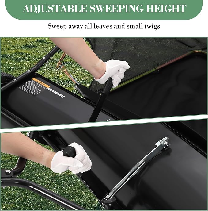 Garvee 50 in Lawn Sweeper Tow Behind, 26 cu.ft. Large Pull Behind Grass Sweeper, Heavy Duty Leaf & Grass Collector with Dumping Rope Design, Adjustable Sweeping Height for Picking Up Debris & Grass
