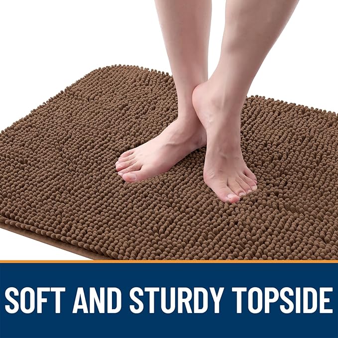 OLANLY Dog Door Mat for Muddy Paws 54x32, Absorbs Moisture and Dirt, Absorbent Non-Slip Washable Doormat, Quick Dry Chenille Mud Mat for Dogs, Entry Indoor Entryway Carpet for Inside Floor, Mocha