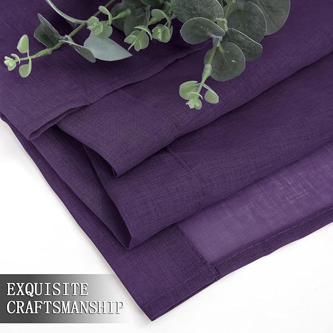 Tollpiz Short Sheer Curtain Linen Textured Bedroom Curtains Sheer Light - Image 7