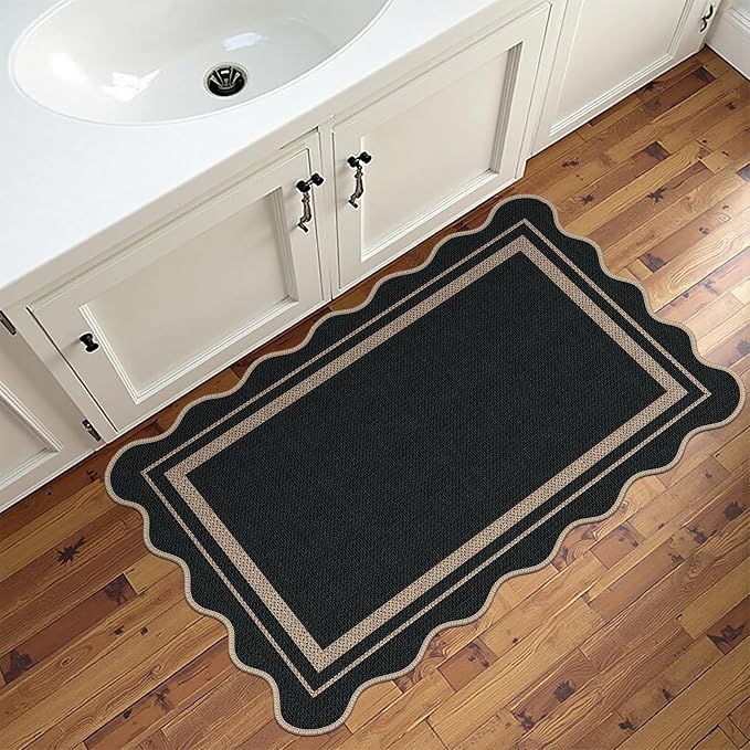 Easy Jute 2x3 Black Rectangle Area Rug,Washable Entryway Rug, Modern Door Carpet,Neutral Non-Slip Outdoor Indoor Farmhouse Rug for Living Room Kitchen Patio Bedroom
