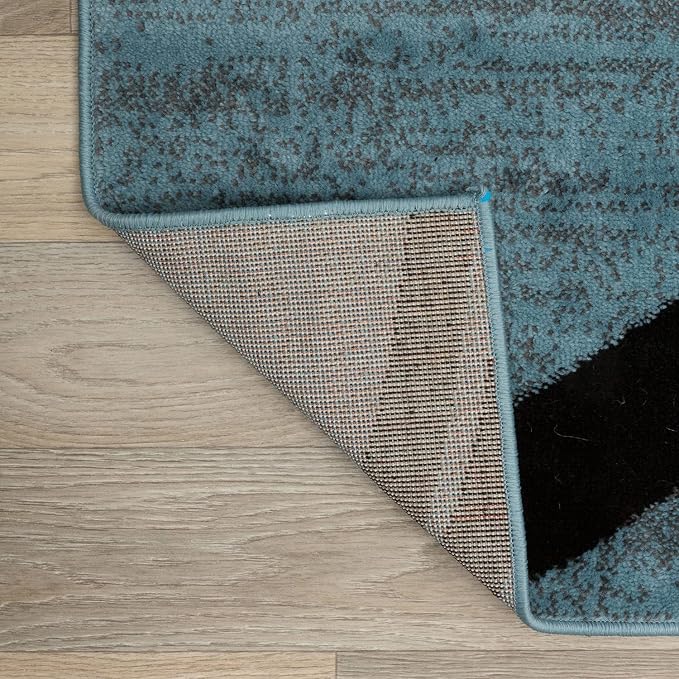 Rugshop Wavy Circles Modern Fade-Resistant Runner Rug Blue 2' x 10' | Runner, Size 2' x 10', Living Room, Bedroom, Dining Room, Home Office, Kitchen, Entryway, Hallway, Nursery, Kids Room