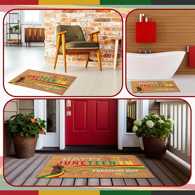 Ceenna Juneteenth Coir Doormat African American Non Slip Welcome Door Mat 18" x 30", Holiday Black Pride Rug Juneteenth Decorative Front Door Mat for Porch Indoor Outdoor Decor Gifts