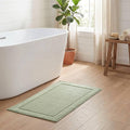 Madison Park Sanctuary 100% Cotton Non-Slip Bath Rug for Bathroom, Bedroom & Entryway, 24x48 Inch Low-Profile Soft Absorbent Woven Bathroom Rug, Machine Washable, Sage Green