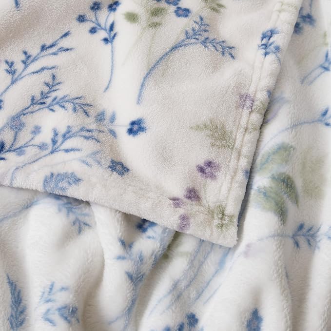 Lucky Brand Wildflower Purple Floral 50"x70" Cozy Plush Blanket - Premium Microfiber Throw for Luxurious Comfort and Style
