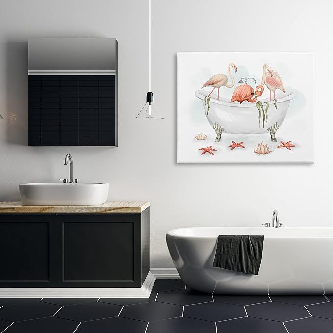 Stupell Industries Flamingo Trio Nautical Tub, 36 x 48 Inch Canvas Wall Art
