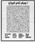 Humorous Bathroom Wordsearch, 11 x 14 Inch Framed Giclée Print | Stupell Industries · By Imperfect Dust · Ready to hang · Great for bathroom or laundry room · Made in USA