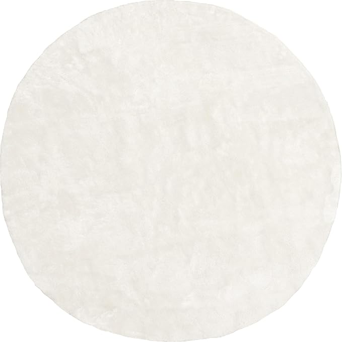 nuLOOM Loni Off White Solid Washable Area Rug, 6' Round
