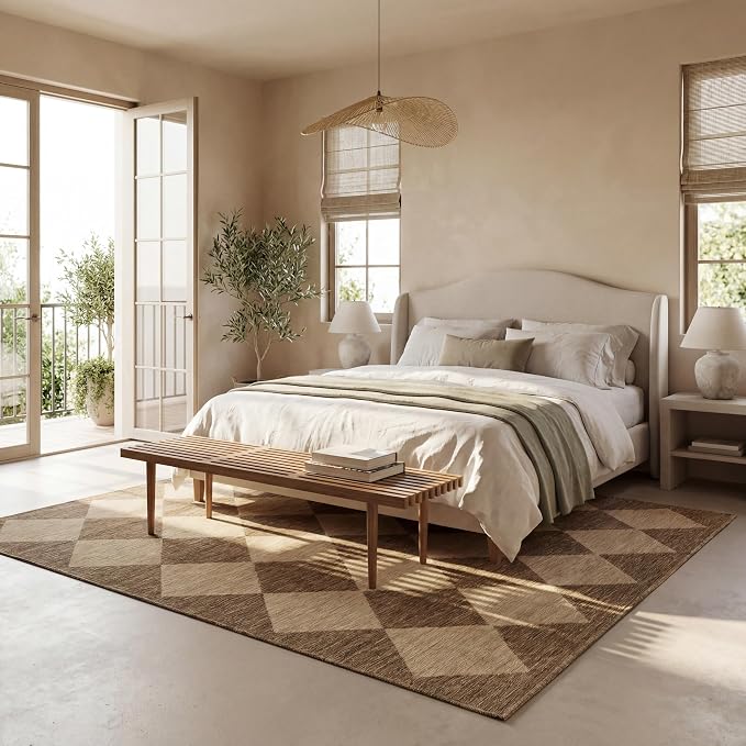 nuLOOM Outdoor Performance Collection Sabina Brown/Ivory, 4' x 6', Soft and Cozy, High Traffic, Stain Resistant, Easy Clean, Durable Area Rug for Indoor/Outdoor Patio, Deck, Porch, Garden, Courtyard