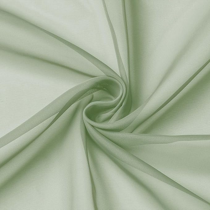 Kitchen Curtains 24 Inch Length Tier 2 Pieces, Sage Green Sheer Curtain Solid - Image 9
