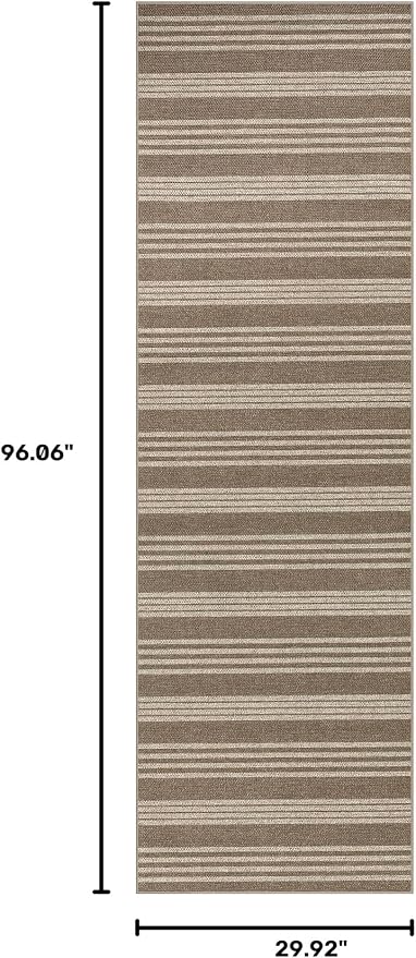 Lahome Striped Easy Jute Kitchen Runner Rug, 2x8 Washable Outdoor Rugs | Non Slip Indoor Entryway Runners, Modern Farmhouse Neutral Non Shedding Carpet for Hallway Porch Foyer Laundry Room, Khaki
