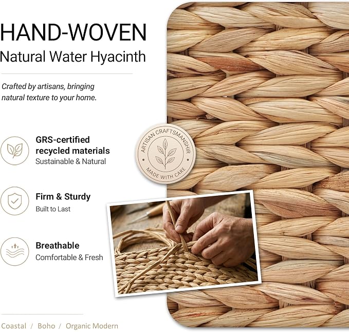 Wicker Baskets for Organizing,Pantry Baskets with Built-in Handles, Handwoven Wicker Storage Basket, Water Hyacinth Storage Bins for Shelves, 3 Pack, Natural 4 Set