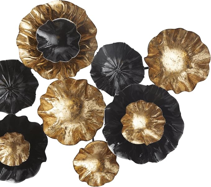 CosmoLiving by Cosmopolitan Metal Plate Home Wall Decor Wall Sculpture with Textured Pattern, Wall Art 63" x 4" x 35", Gold