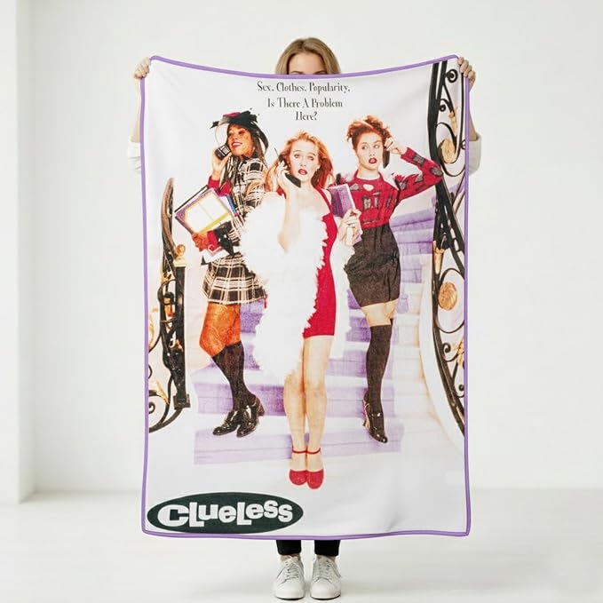 Silver Buffalo Clueless Movie Poster Cher, Fleece Throw Blanket, 45x60in | Alicia Silverstone Features, Dionne and Tai, Soft and Cozy, 180 GSM