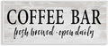 Rustic Coffee Bar Open Sign, 10 x 24 Inch Framed Giclée Print | Stupell Industries · By Lettered and Lined · Ready to hang once unboxed · Great for kitchen or coffee nook · Made in USA