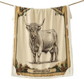 Indigo Hill by HiEnd Accents, Highland Cow Western Blanket, Soft Fleece Throw, Vintage Grand Livestock Auction Print Sherpa Throw Blanket for Couch, Sofa, Bed, 54x68 inch