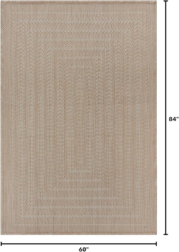 Adiva Rugs Outdoor Indoor Area Rug, Weather Resistant, Easy to Clean, Stain Resistant Floor Mat for Dining Room, Backyard, Deck, Patio (Natural Beige, 5' x 7')