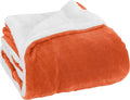 Elegant Comfort Luxury Ultra-Plush Velvet Touch Fleece Throw Soft, Warm, Cozy| Micromink Sherpa-Backing Reversible Blanket for Bed, Sofa and Couch, Solid Orange
