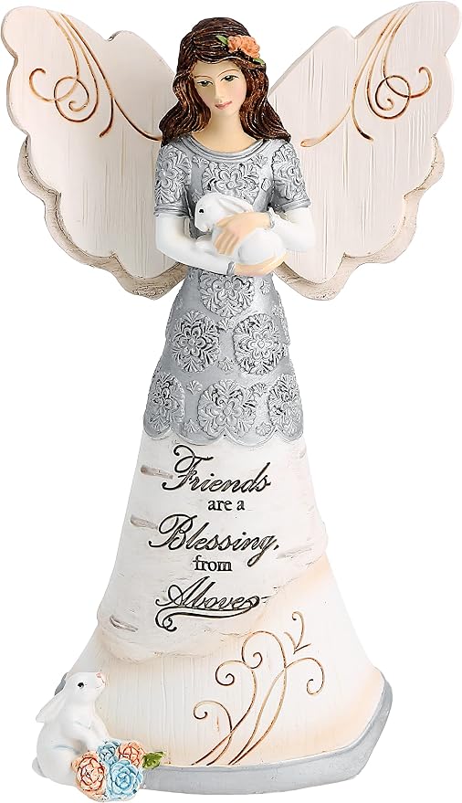 Pavilion Gift Company - Elements 82313 Friends are a Blessing Collectible Figurine, Angel Holding Bunny, 6-Inch