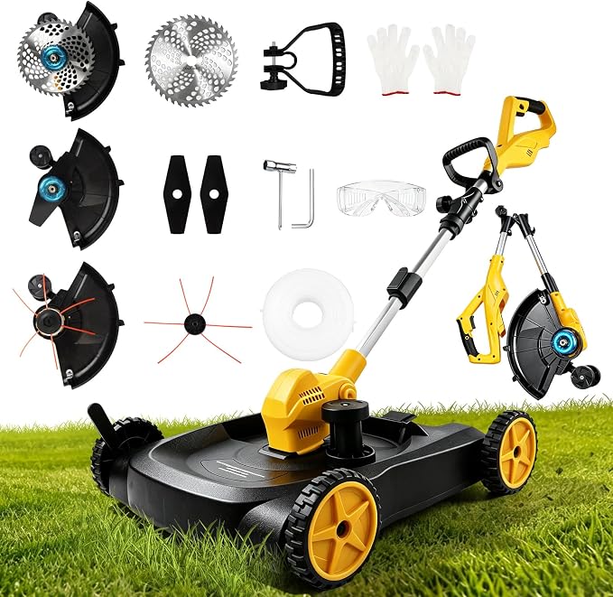 Cordless Lawn Mower Compatible with Dewalt 20v Battery, 3000W 3-in-1 Battery Powered Mower Brushless Grass Trimmer/Edger/Mini Mower/Brush Cutter for Small Yards, Push Mowers (Tool Only)