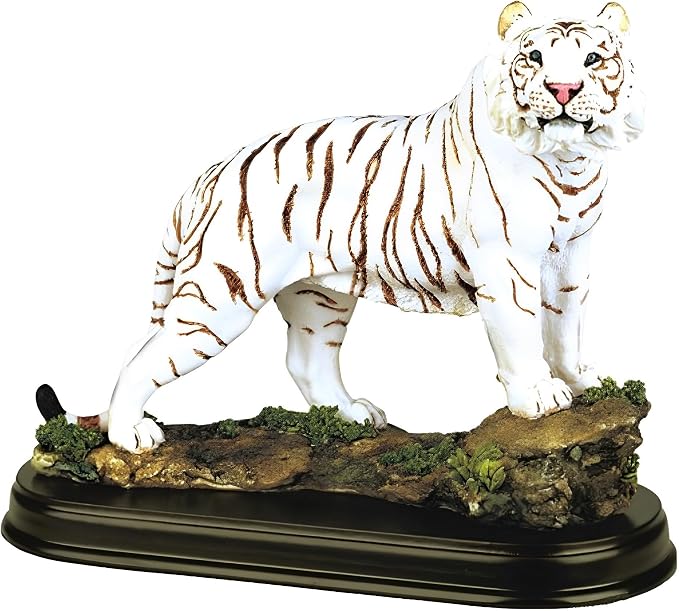 ICE Armor 6" H White Tiger Standing on Rock Wild Animal Figurine
