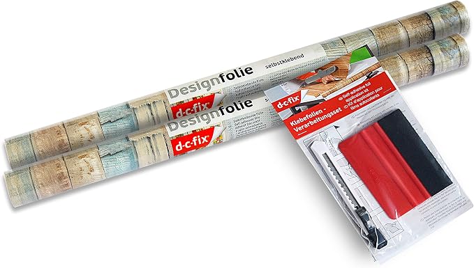 d-c-fix 346-0644-2PKA Decorative Self-Adhesive Film, Beach Wood 17" x 78" Roll, 2-Pack with Applicator