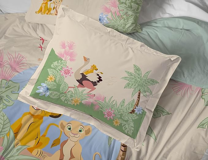 Disney Lion King Simba Twin Comforter Set 5 Piece Kids Bedding, Multi | Safari Animal, Comforter Sheets Sham Pillowcase, Official Brand, Soft Microfiber, Machine Washable, Easy Care, Kids Gift