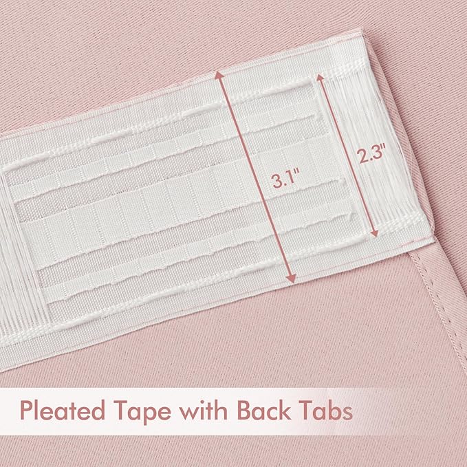 MIULEE Baby Pink Back Tab Blackout Curtains 84 Inch Length 2 Panels Set for Living Room Bedroom Privacy, Rod Pocket/Pinch Pleated Thermal Insulated Room Darkening Light Blocking Curtains 52x84 Inch