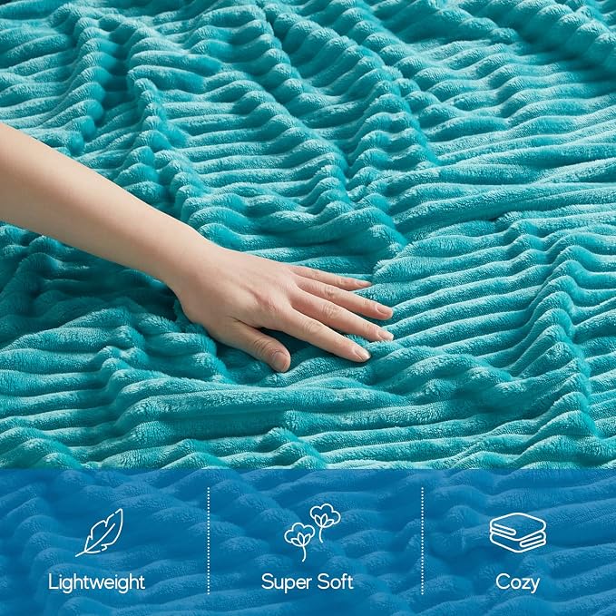 Nestl Blue Throw Blanket for Couch - Cozy Warm Fuzzy Blankets for Women, Plush Small Fleece Throws for Girls - Teal Blue, 50 x 60 Inches