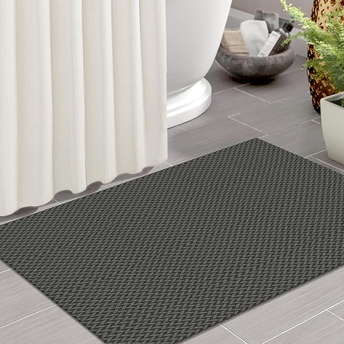IOHOUZE Small Area Rug 2x3 Washable Woven Rugs for Entryway Non Slip Rubber Backed Front Door Rugs Indoor Doormat Throw Rug Floor Carpet for Entrance Kitchen, Grey/Black