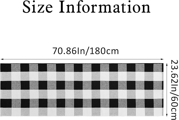 Buffalo Plaid Runner Rug 2x6 Feet Black and White Checkered Runner Rug Cotton Woven Farmhouse Floor Mat Washable Rugs for Hallway Kitchen Laundry Bedroom Living Room