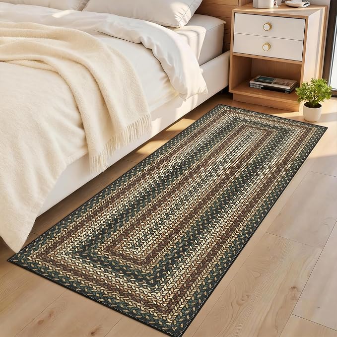 GarveeHome Indoor Easy Jute Runner Rug 2x6 Washable Kitchen Runner Rugs | Low Pile Non Slip Throw Runners Carpet Stain Resistant Long Hallway Mat Living Room Bedroom Bedside Area Rugs, Rust