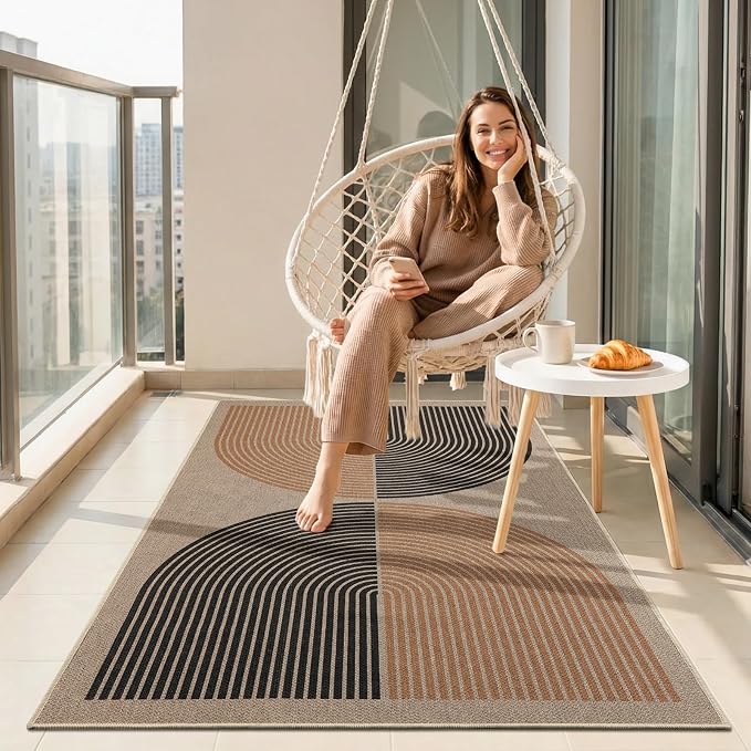 EDIMENS 3x5 Outdoor Rugs Easy Jute Porch Patio Rug Front Door Mat Entryway | Washable Non-Slip Geometric Rugs for Entryway Indoor Outdoor Farmhouse Rug Modern Carpet Area Rug for Living Room Kitchen