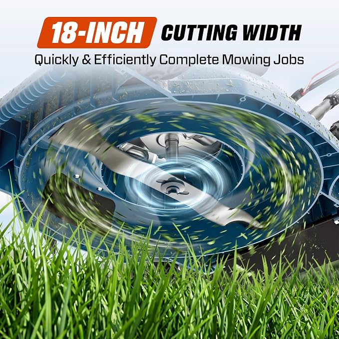 SENIX Gas Lawn Mower, 18" 144 cc Push Mower | Light-weight Design Push Mower,Ergonomically Designed Handle, 4-Cycle Engine, 3 Levels Height Adjustment for 1/4 Acre Yard