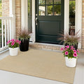 Rugalia Washable Woven Entryway Rug 3x5, Natural Beige Cotton Indoor Outdoor Doormat Low Plie Non-Slip Kitchen Mat, Modern Farmhouse Neutral Floor Carpet for Porch Living Room Bedroom Patio