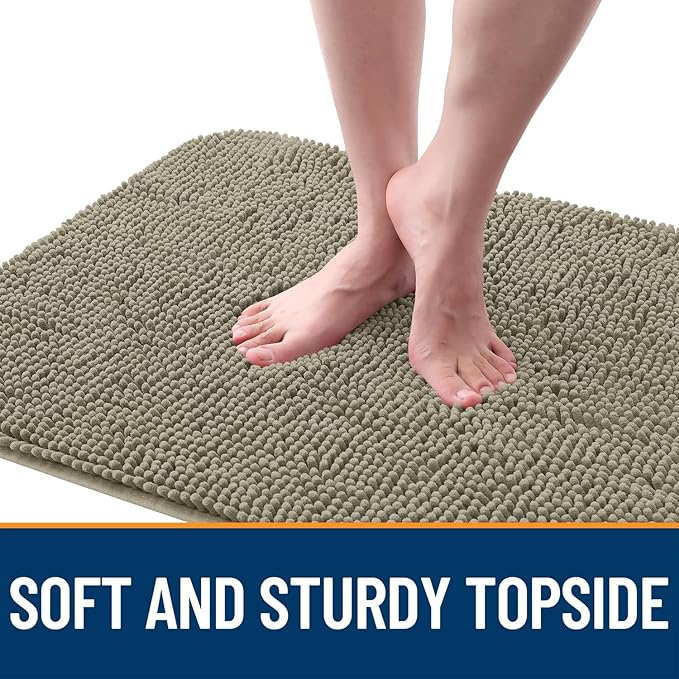 OLANLY Dog Door Mat for Muddy Paws 47x32, Absorbs Moisture and Dirt, Absorbent Non-Slip Washable Doormat, Quick Dry Chenille Mud Mat, Entry Indoor Entryway Carpet for Inside Floor, Warm Taupe