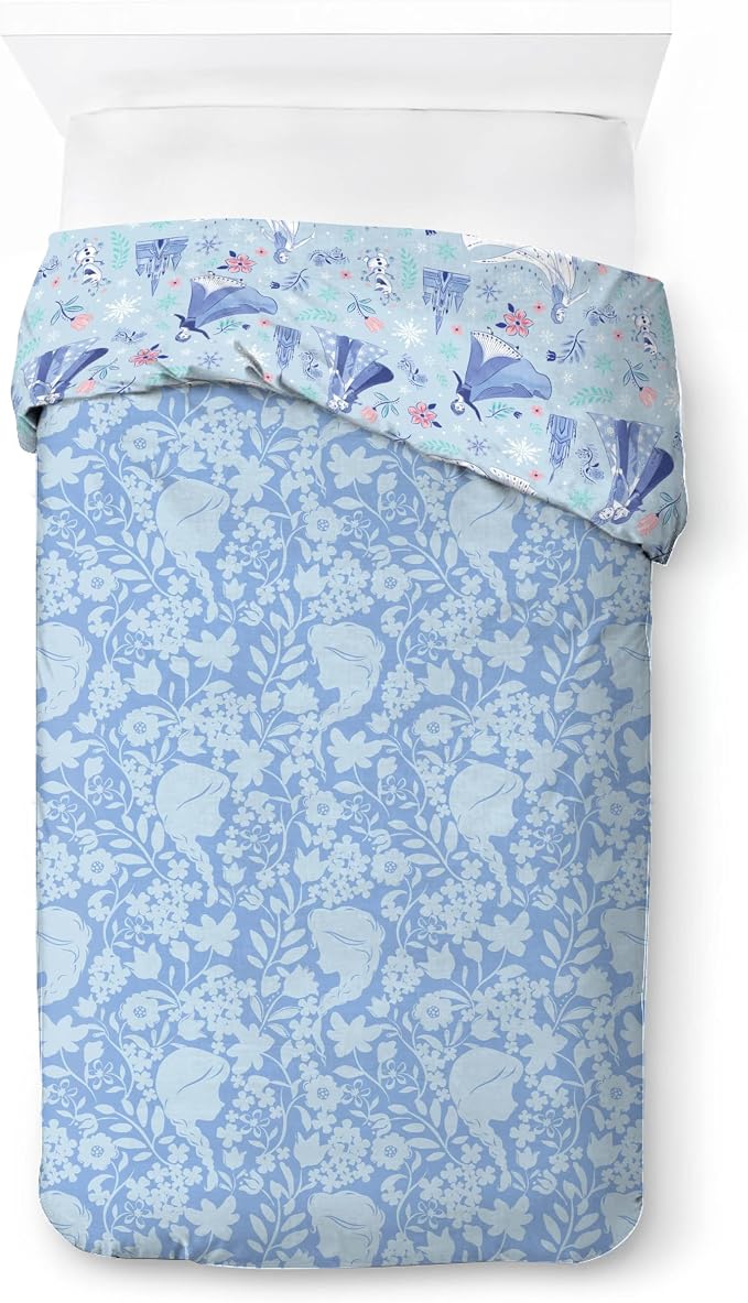 Jay Franco Kids Duvet Cover Set with Sham & Pillowcase – Ultra-Soft Bedding for Room Decor, Cover ONLY Comforter NOT Included, Blue - Frozen, 2 Piece Twin